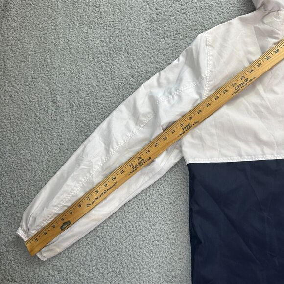 Distortion Windbreaker Jacket Mens Large White Black Colorblock Hooded 1/4 Zip - Picture 9 of 10